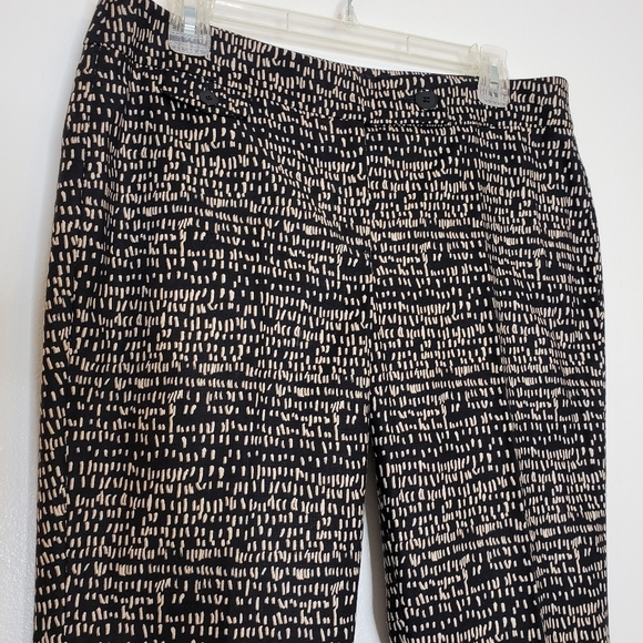 NEW LOFT Marisa Modern  Black Cream Abstract Cropped Pants Stretch Ankle Summer - Picture 4 of 14